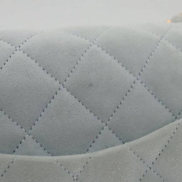 CHANEL Matelasse Chain Shoulder Bag Suede Light Blue Gold CC Auth 106433AV - Picture 13 of 16
